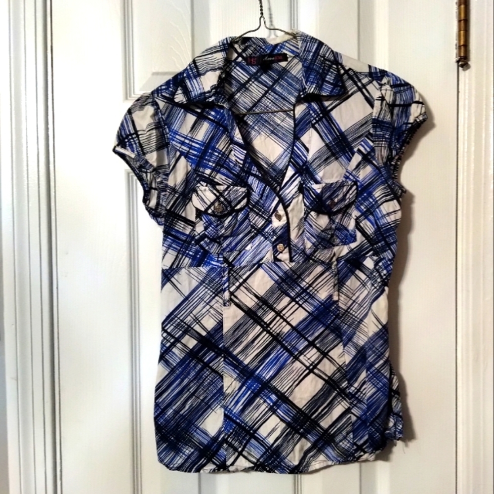 HeartSoul blue & white top